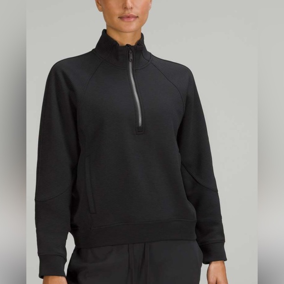 lululemon athletica Tops - Lululemon Relaxed Fit Ribbed Half Zip Black Size 4